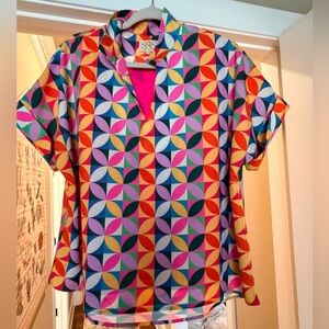Vibrant Multicolor Geometric Women's Blouse